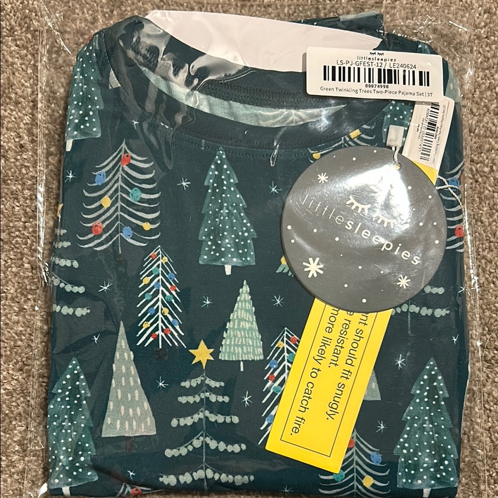 Little Sleepies Green Christmas Tree Pajama Set